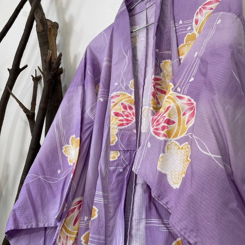 Kimono Japonês Vintage Roxo | Casaco Feminino Vintage Usado