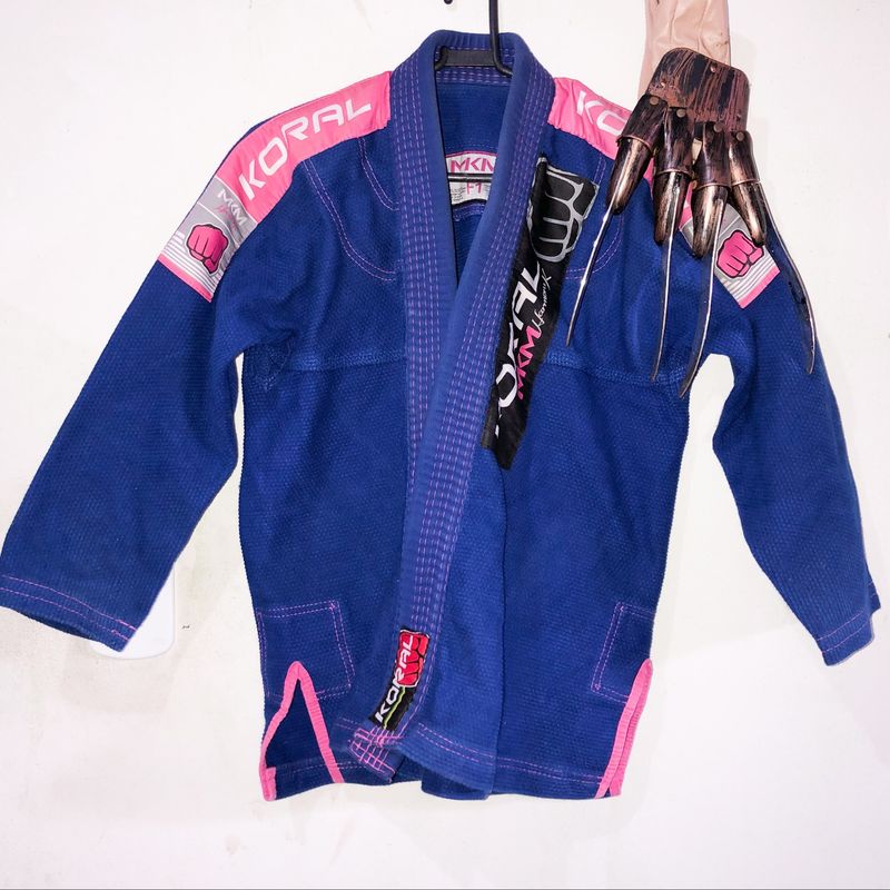 Kimono Jiu Jitsu Koral Azul e Rosa, Moda Esportiva Feminina Koral Usado  78816048