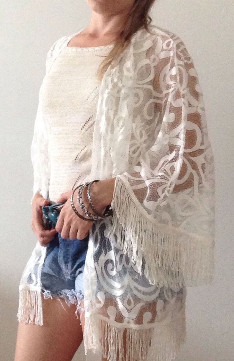 kimono renda branco