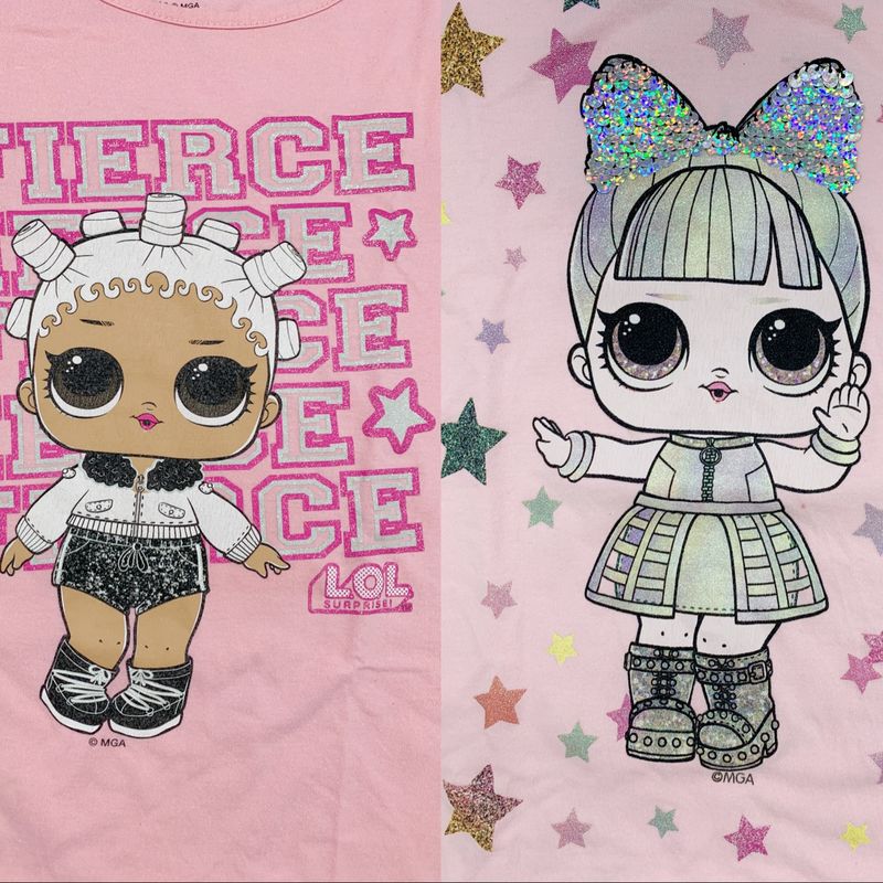 Kit 2 Blusas Infantil Manga Curta Personagem Lol Roupa Infantil