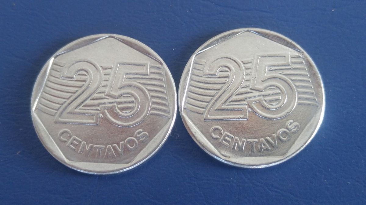 Kit 2 Moedas de 25 Centavos da 1ºfamilia do Real 1994 e 1995 | Cacareco ...