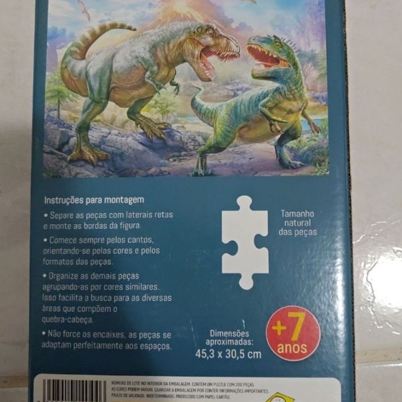 Brinquedo Kit com 02 Jogos Quebra Cabeça Dinossauro Infantil com 30 Peças