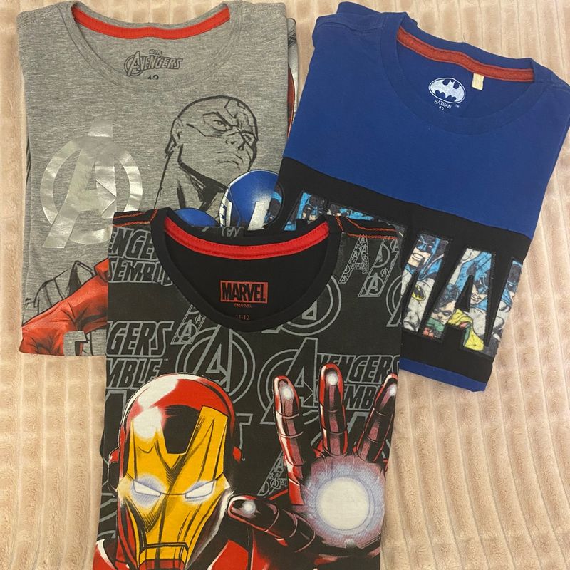 Kit Camisetas Manga Curta Menino Personagem Roupa Infantil