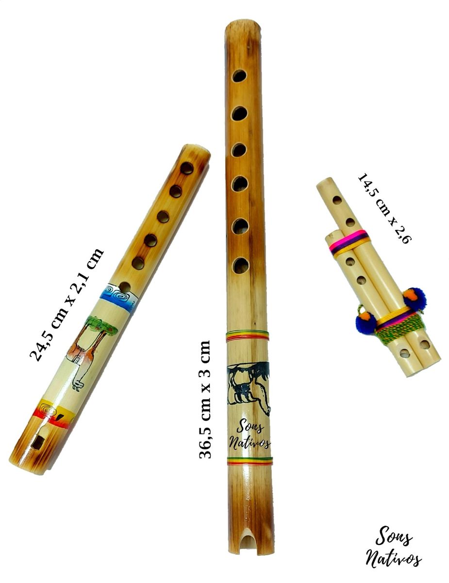 Kit 3 Flautas Quenas Instrumento Musical de Sopro | Item de Música Sons ...