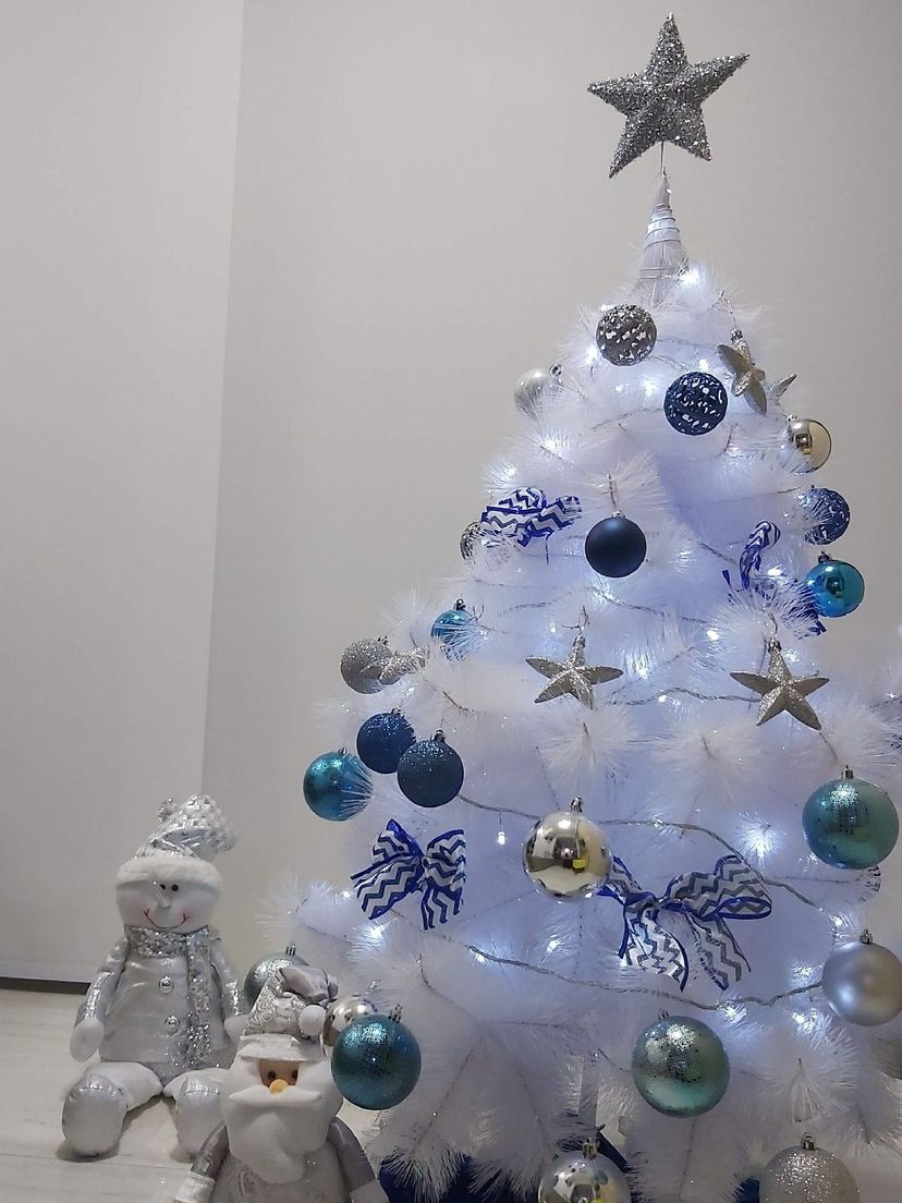 Kit: Árvore Natal Branca e Azul | Item de Decoração Natal Usado 79049085 |  enjoei