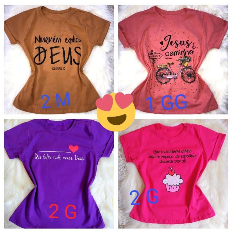 Kit 12 T-shirts Blusas Femininas Personalizadas Atacado