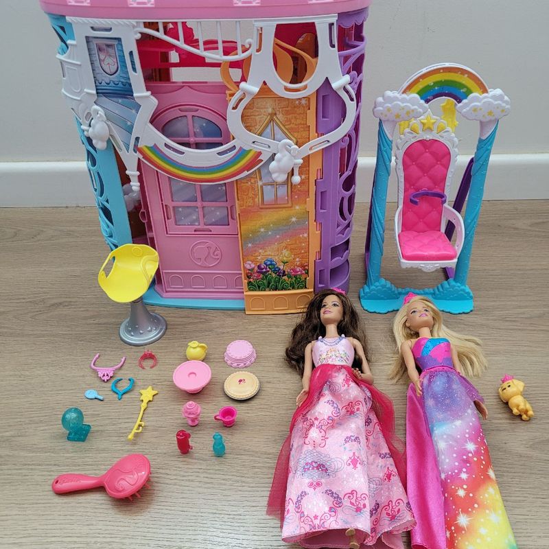 Kit Barbie Castelo de Arco Iris e Dreamtopia Balanco Trono Brinquedo Mattel Usado 88749400 enjoei