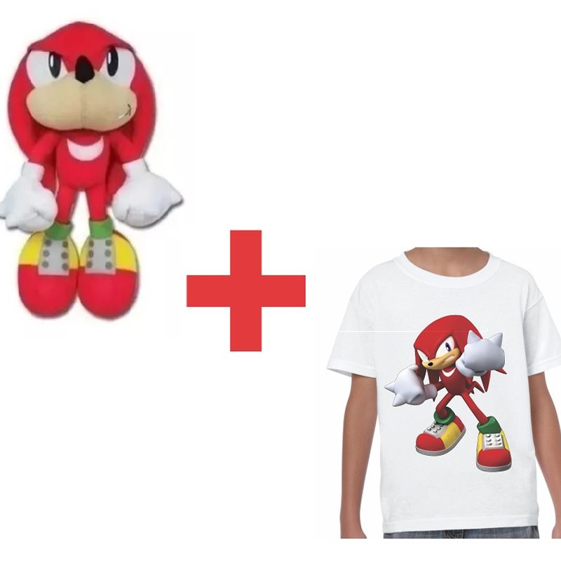 Camiseta Knuckles Sonic Fantasia infantil Sonic Vermelho