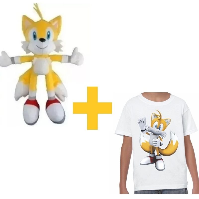 Camiseta Infantil Tails amarela Sonic infantil fantasia menino