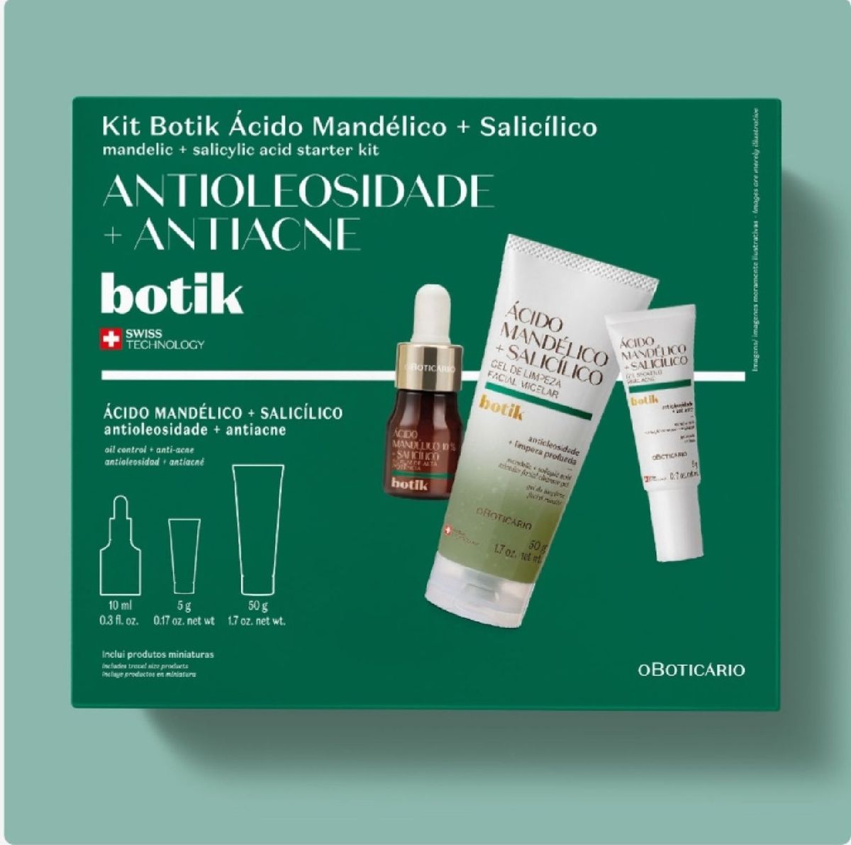 Kit Botik Ácido Mandélico + Salicílico Anti Acne e Oleosidade