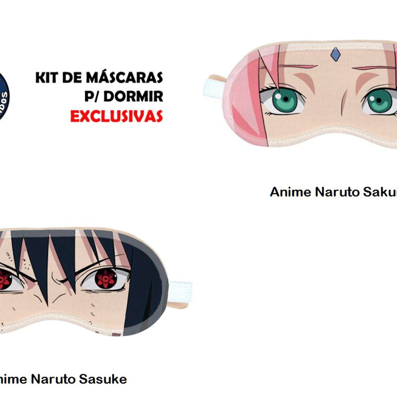 Kit C/2 Tapas Olhos / Máscaras de Dormir Anime Sasuke / Sakura, Item  Infantil Naruto Nunca Usado 49326969