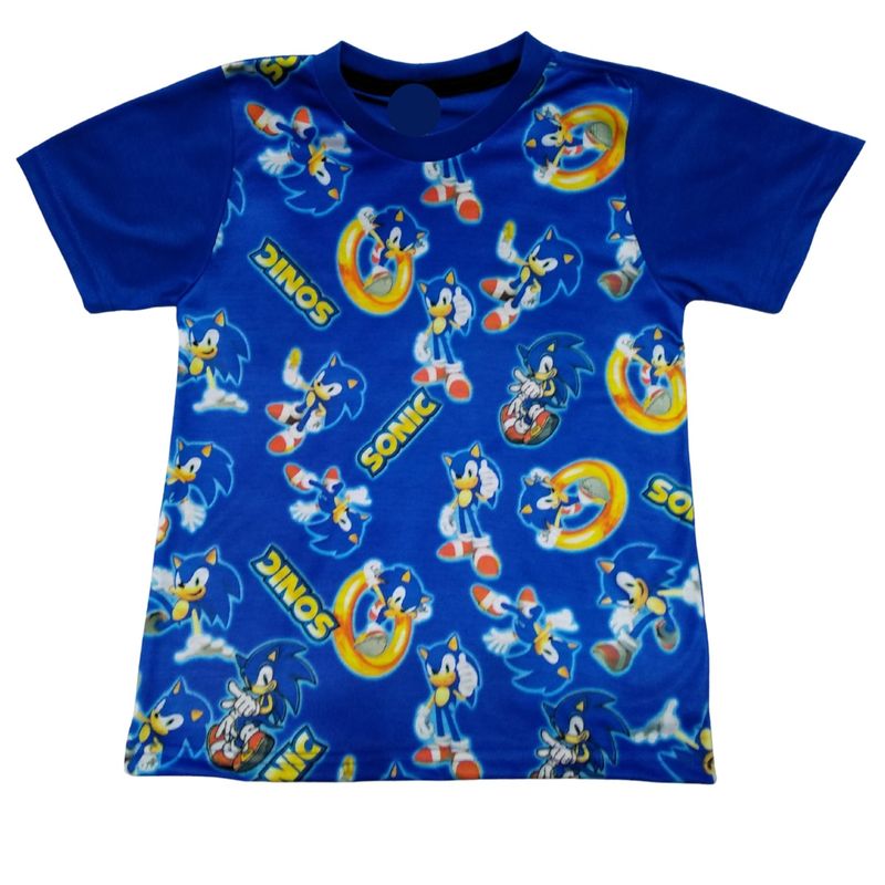 Boneco Pelúcia Sonic Azul Antialérgico + Camiseta Infantil