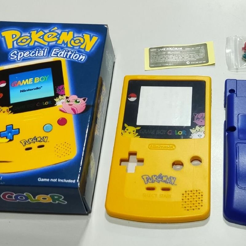 caixa com berço repro para pokemon yellow de gameboy classic gb