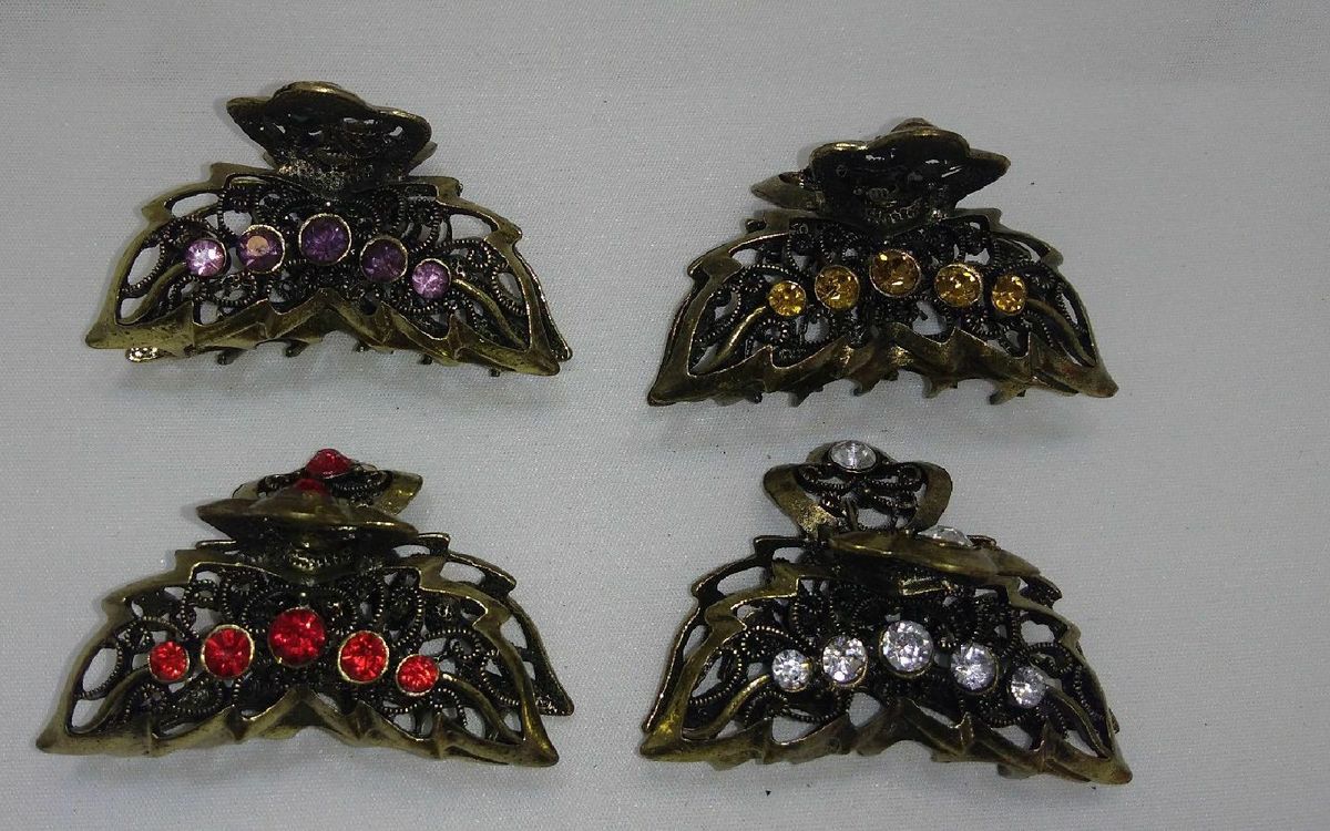 kit com 04 predendor de cabelos - bijoux piranhas para prender cabelos