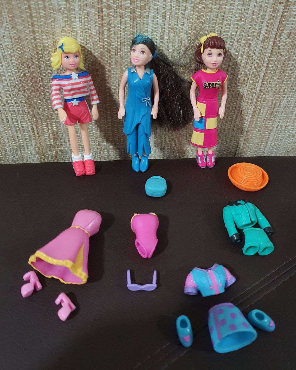 Kit Com Polly Pockets E Roupinhas Originais Dos Anos Brinquedo Mattel Usado