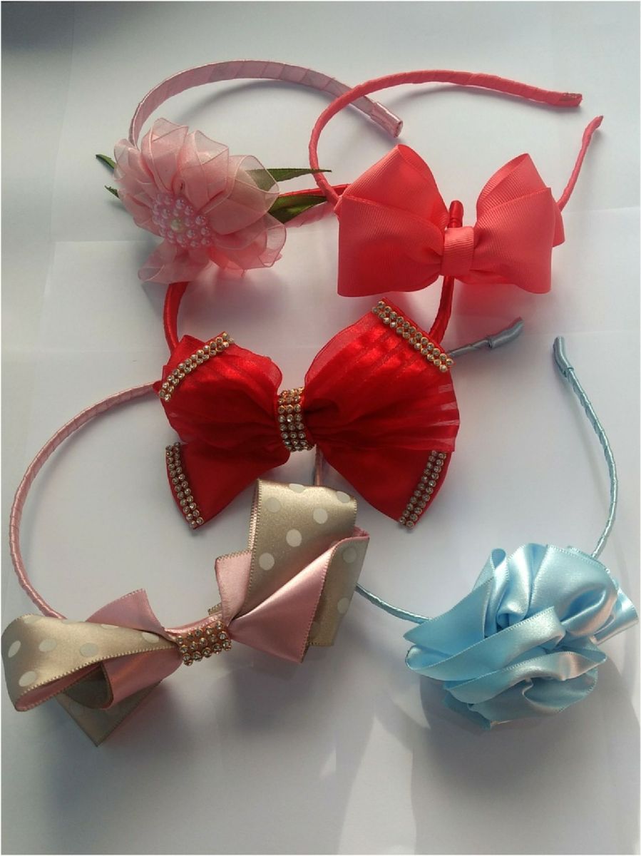 Kit com 5 Tiaras de Cabelo Infantil com Laços Variados Item Infantil