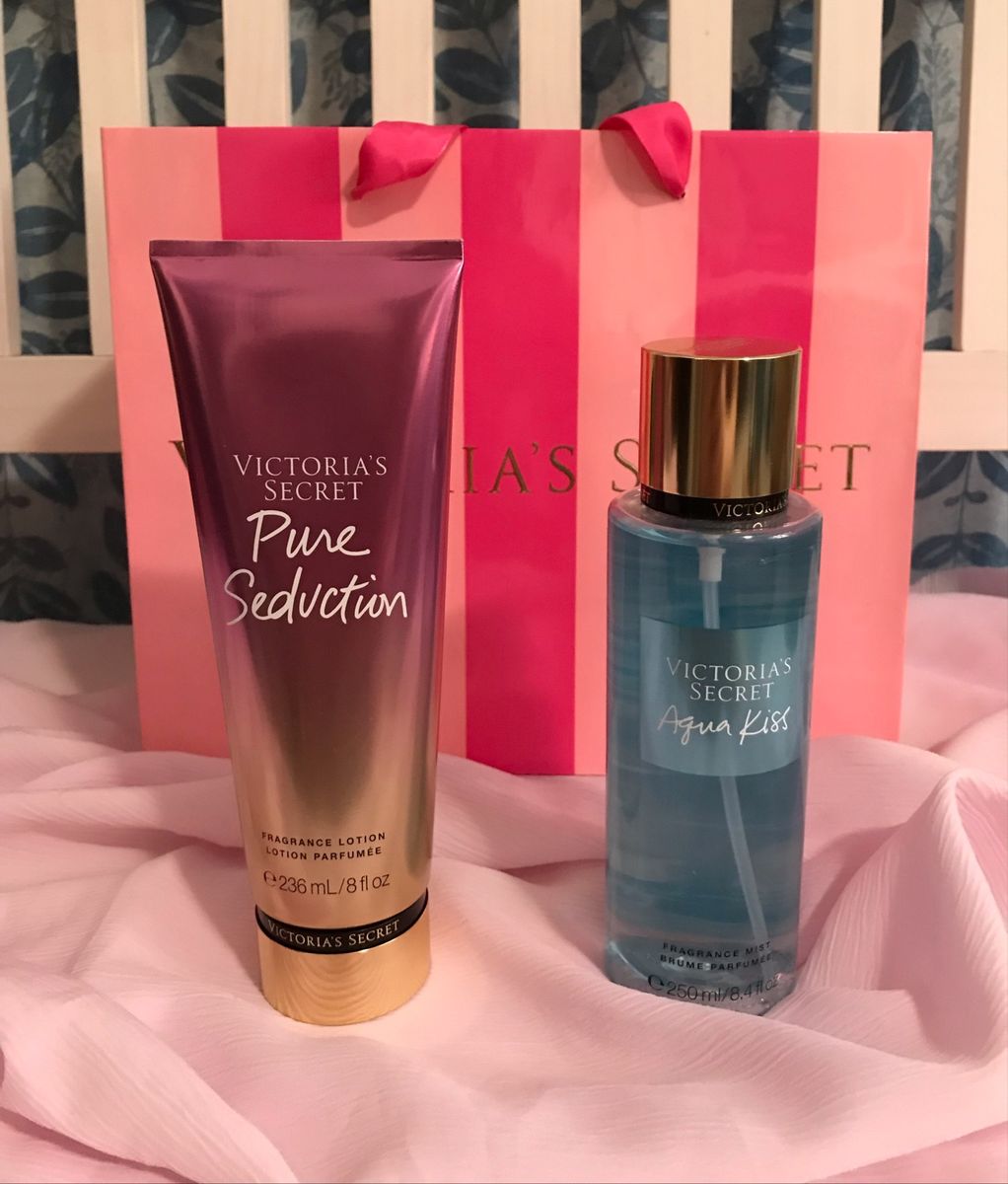 Kit body splash 250ml + creme hidratante 236ml Aqua Kiss – Victoria's Secret  – Le Parfum