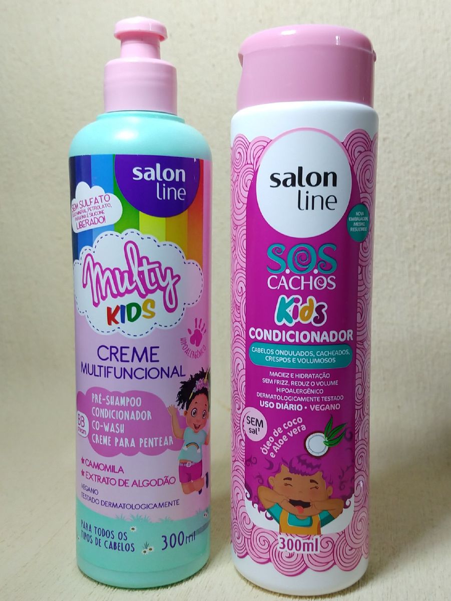 Kit Creme Multifuncional E Condicionador Sos Cachos Kids Salon Line Produto P Cabelos Feminino Salon Line Nunca Usado Enjoei