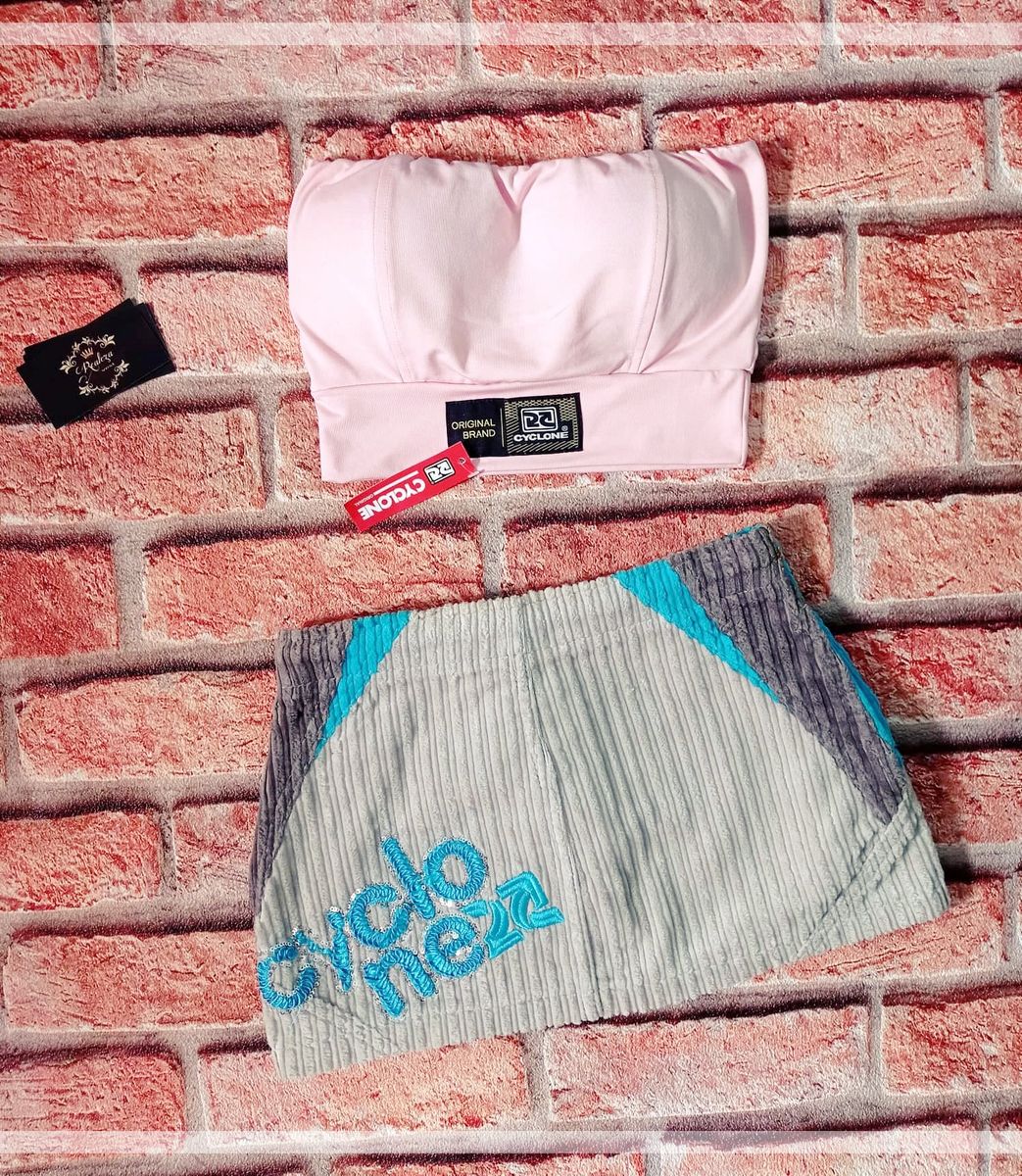 Kit Cyclone Feminina Saia Veludo Cyclone + Cropped | Saia Feminina ...