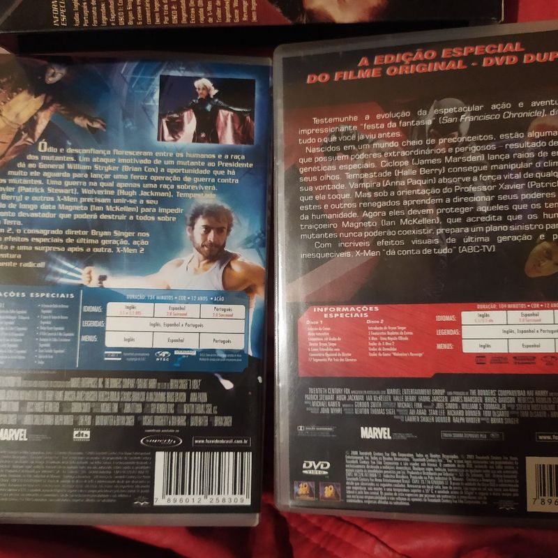 Kit Dvd X-Men 1 e 2 - 4 Discos Capa Lenticular Original Excelente