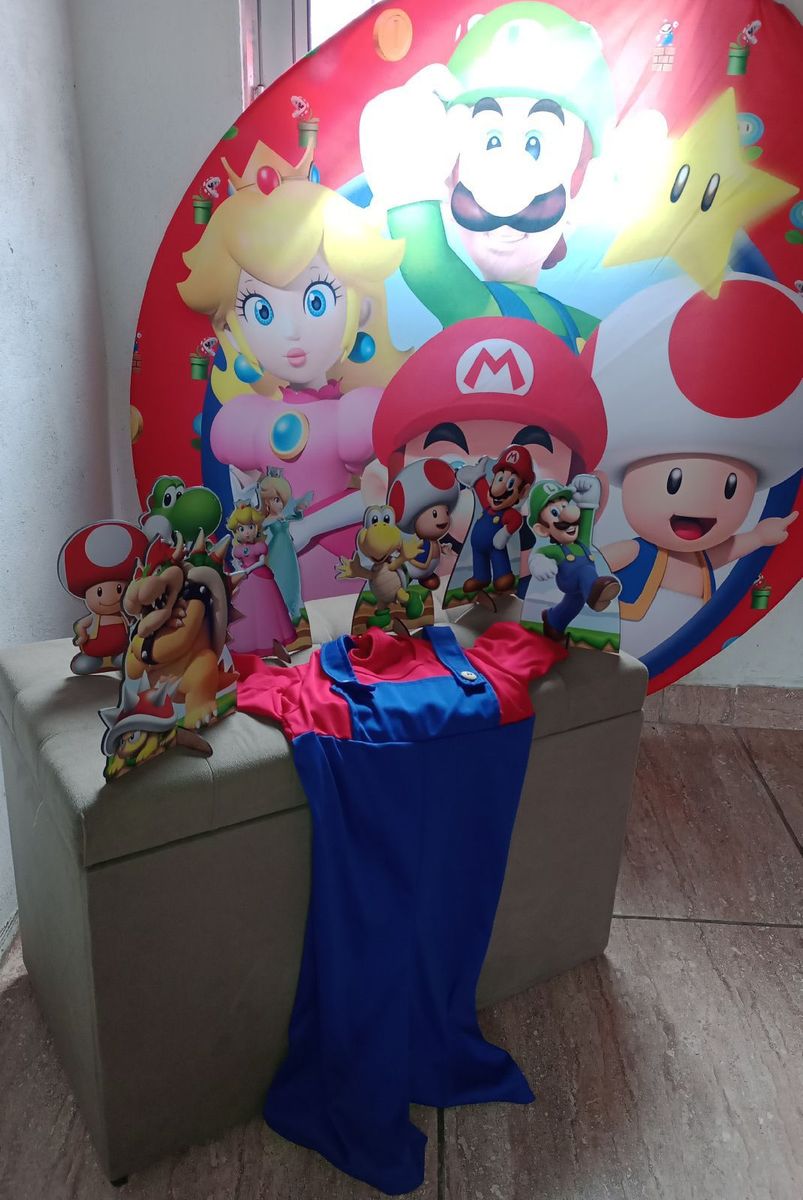 Kit Festa Super Mario,Com Fantasia do Mario