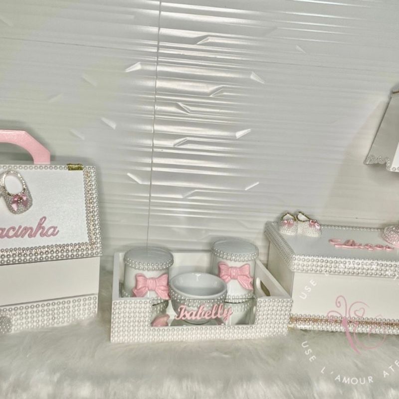 Kit Higiene para Bebê Porcelana Rosa Poá