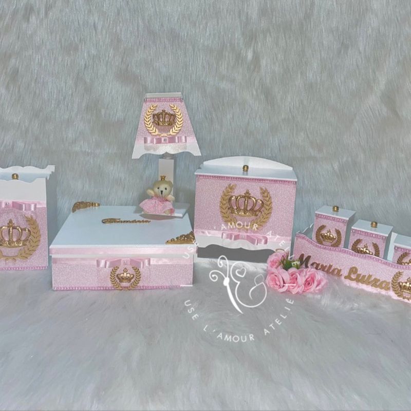 Kit Higiene em Mdf Personalizado/bebe/rosa/menina/luxo/ursinha/princesa/ |  Item Infantil Nunca Usado 82195807 | enjoei