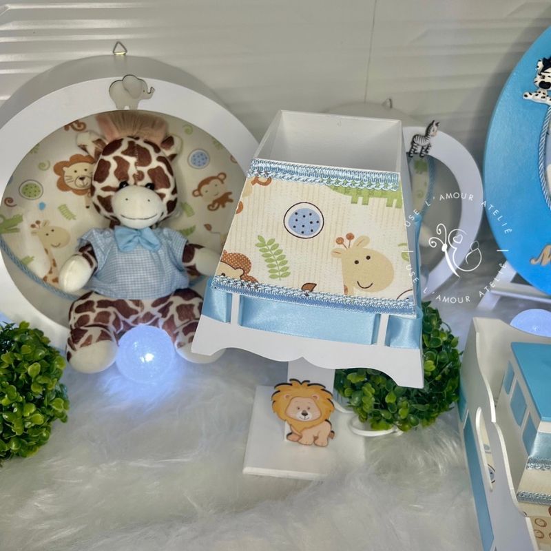 Kit Higiene Bebê mdf Personalizado Safari Menina