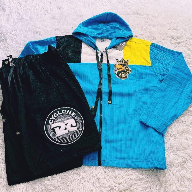 Kit Jaqueta de Veludo Azul Bermuda de Veludo Black Cyclone