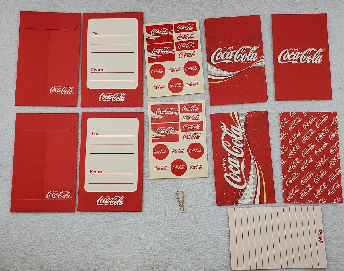 Kit Mini Papel de Carta e Envelope Coca Cola | Item de Papelaria Coca