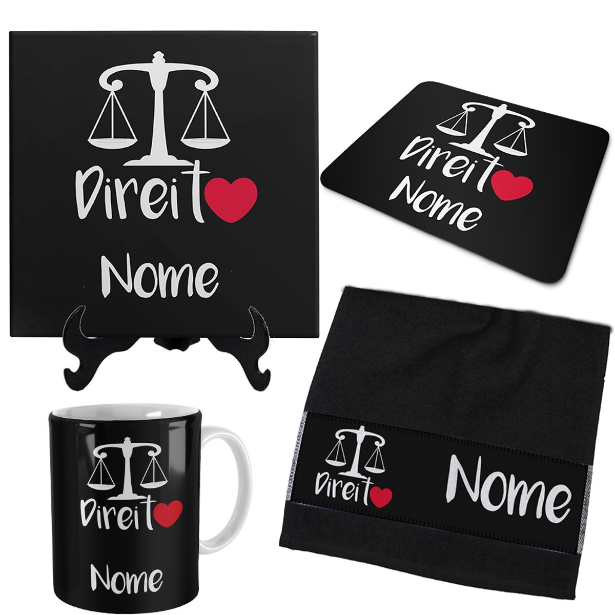 Kit Personalizado para Presente de Formatura Curso Direito com Nome