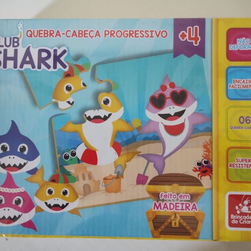 Quebra-Cabeça de Madeira Progressivo Club Shark com 6 Quebra