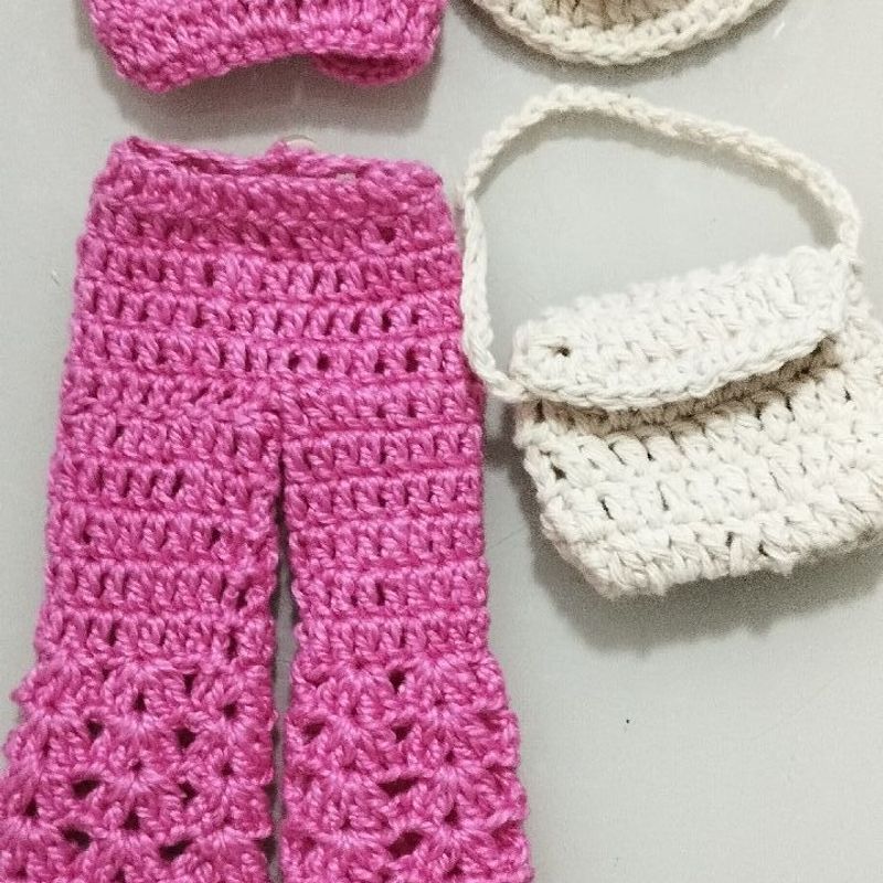 Roupa Barbie Moda Crochê Vestido + Chapéu + Bolsa [ Kit