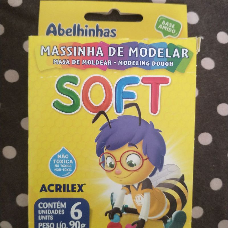 Massa de Modelar 6 Cores 90g Soft Acrilex 07316 na Papelaria Art Nova