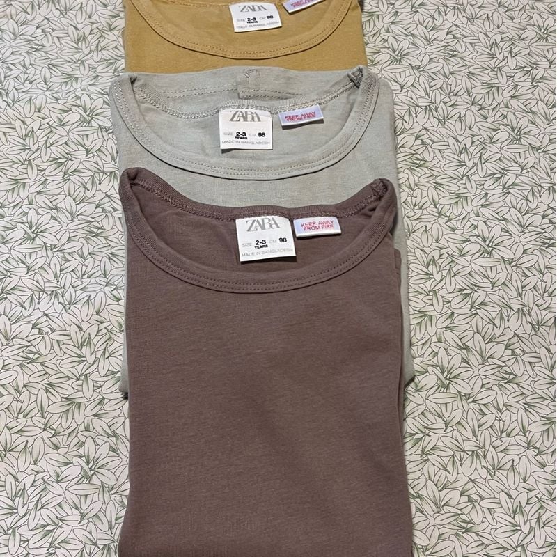Kit Três Camisetas Manga Longa Zara Roupa Infantil para Menina