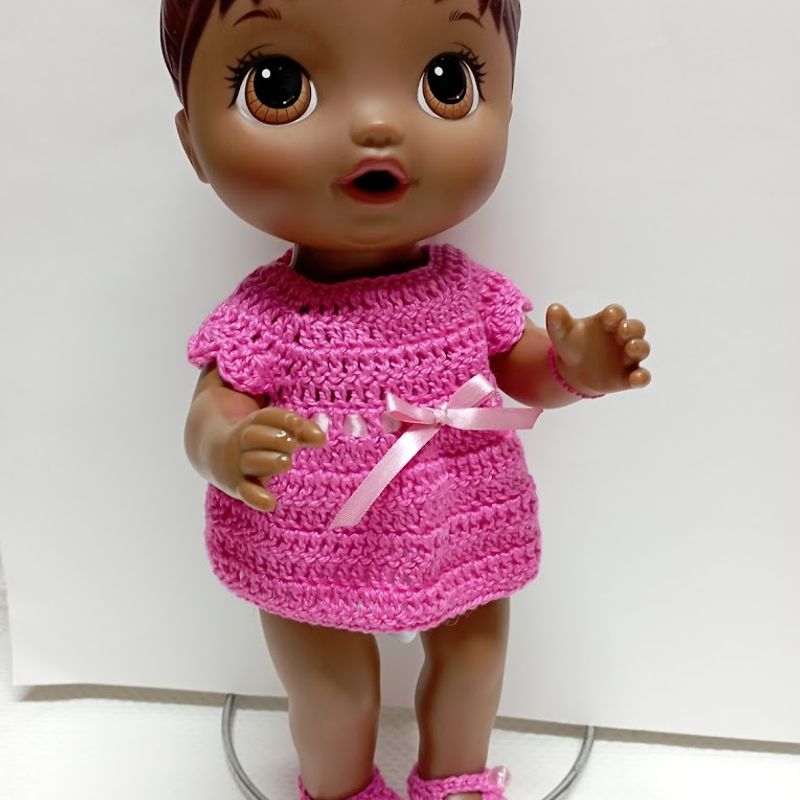 Vestido de crochê para boneca baby alive 