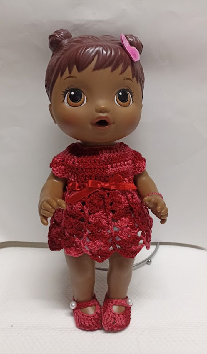 Vestido de crochê para boneca baby alive 