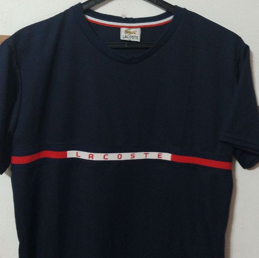 lacoste t-shirt masculina azul marinho - camisetas lacoste