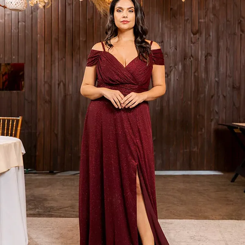 Vestido Marsala Longo Madrinha Plus Size Vermelho Vestido De Festa