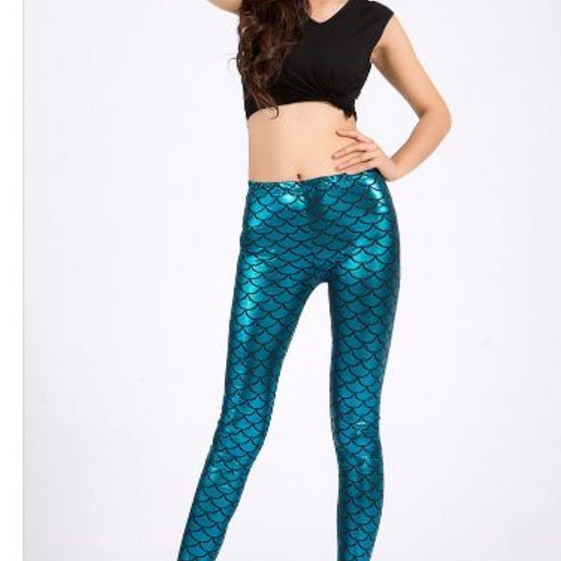 1 Unidade Legging Escama De Peixe De Sereia Leggings Femininas Ativas Calça  Escama De Peixe Meia-calça De Sereia Mulheres Calças De Uma Peça Dia Das  Bruxas Poliéster