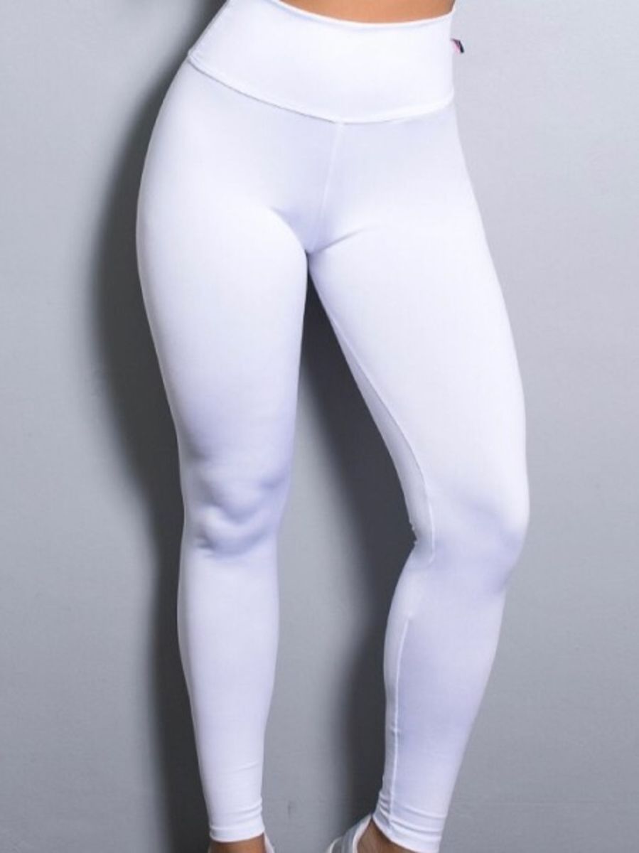 calça legging branca transparente