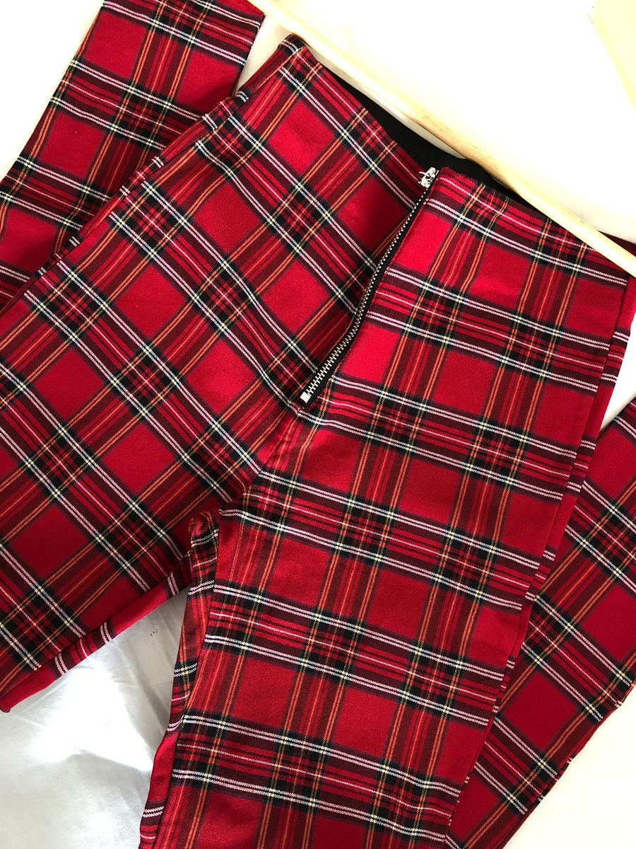 calça xadrez feminina zara