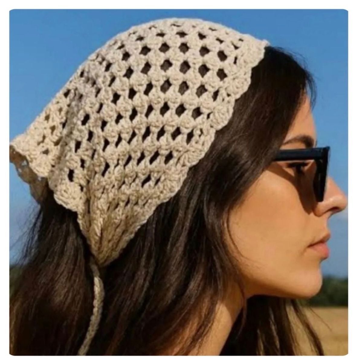 Lenço de Crochê para Cabeça Cor Nude Ou Bege | Lenço Feminino Nunca ...