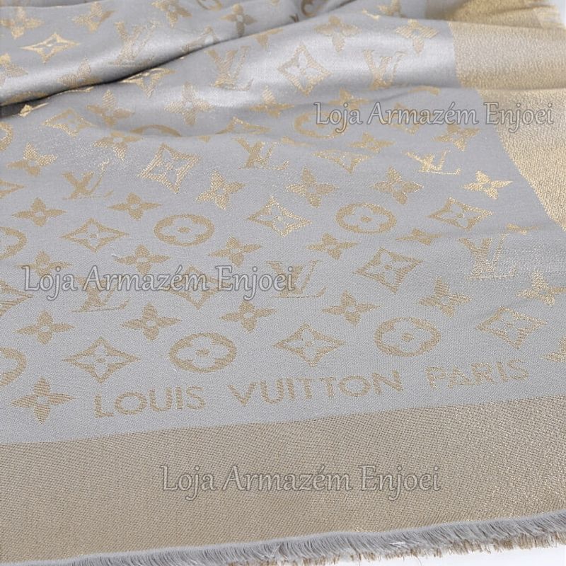 Pashmina Echarpe Lenço Scarf Louis Vuitton Cashmere Cinza | Lenço Feminino  Louis Vuitton Nunca Usado 30593560 | enjoei