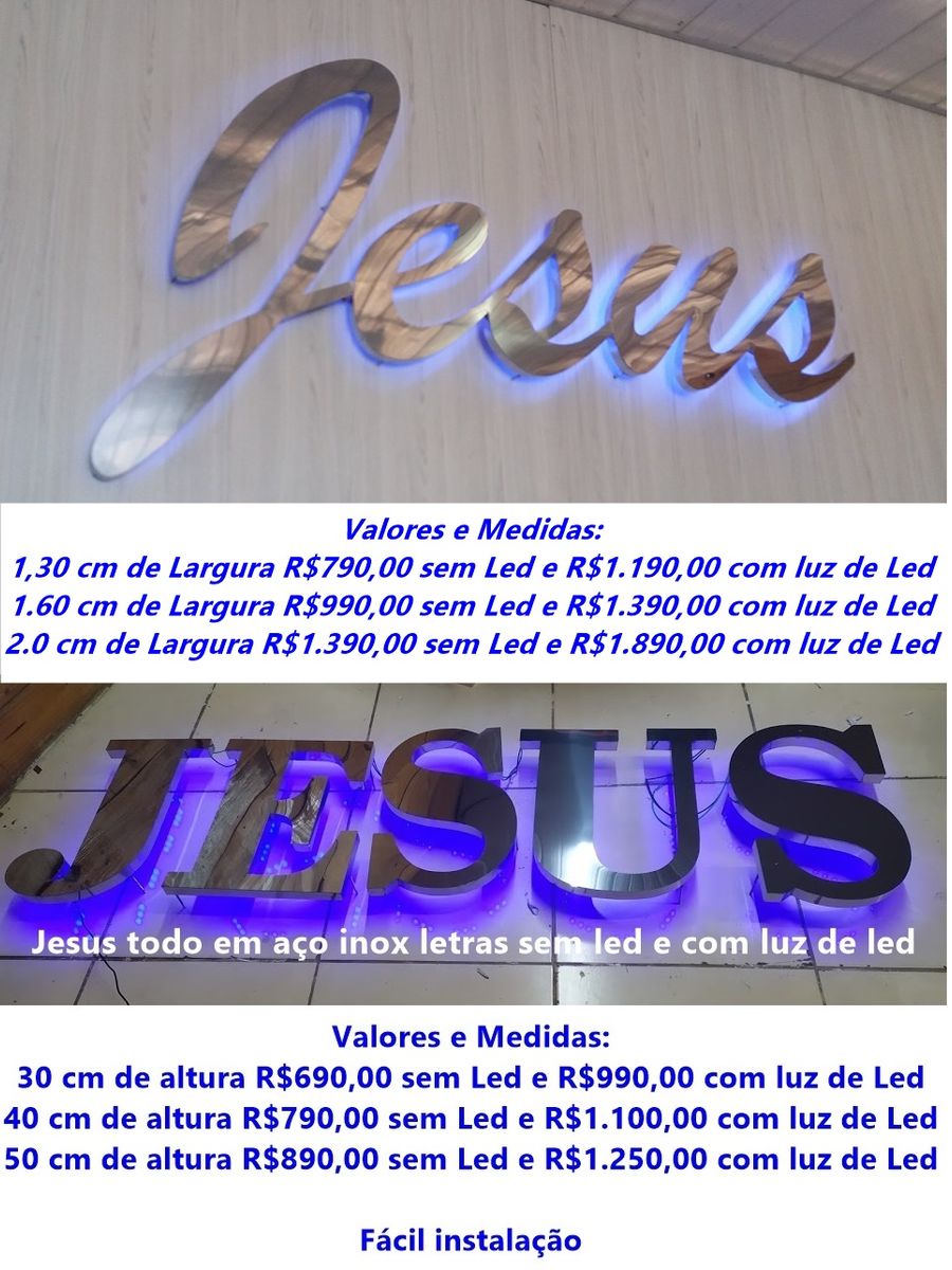 Letreiro em Aço Inox Modelo-jesus para Igrejas e Capelas | Item Info ...