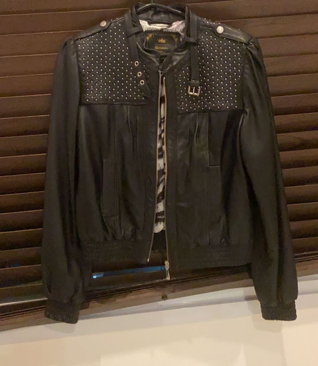 jaqueta couro carmim