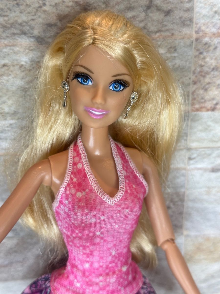 Kit Barbie Boneca Macacao Rosa+Hair Loira Filme C Acessorios