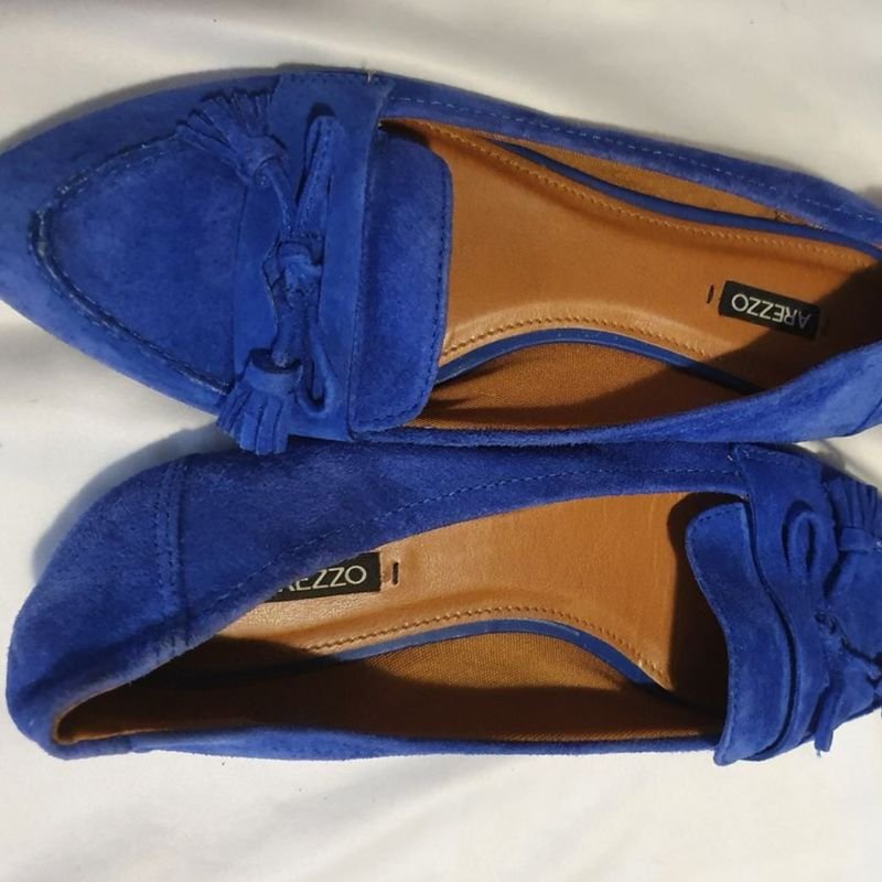 Lindo Mocassim Azul Bic Arezzo 37 Sapato Feminino Arezzo Nunca