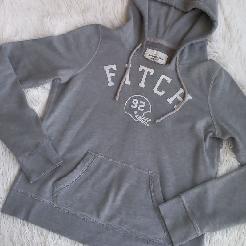 Lindo Moletom Cinza Abercrombie Fitch Tamanho M Feminino Casaco