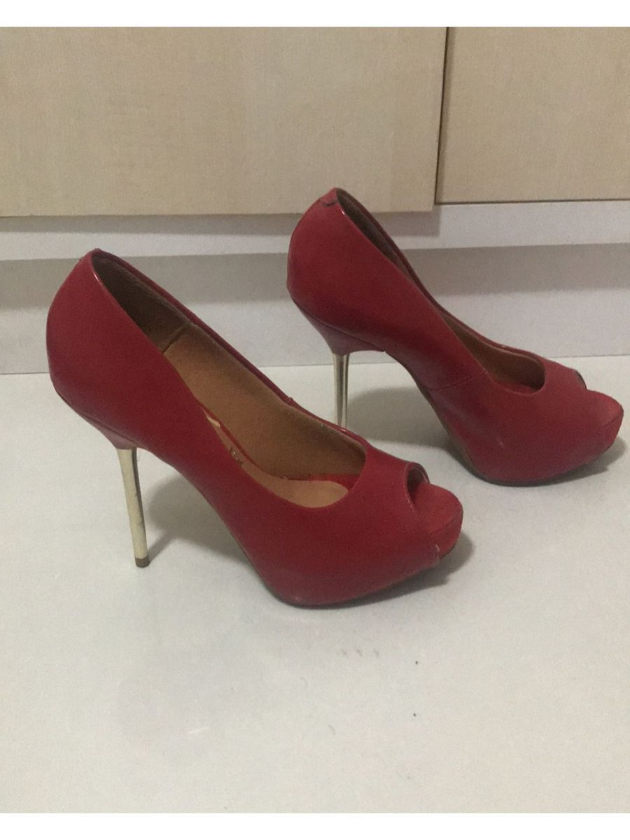 peep toe vizzano vermelho verniz